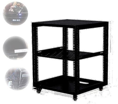 ZIUSFAC Mobiles Open Frame Serverrack Bodenmontage Server-Rack Mit Rädern Stereo Regal Medienständer Rollender Rack Für Computer/AV/Daten/IT Geräte(50x47.7x58.5cm/19.6x18.7x23in)
