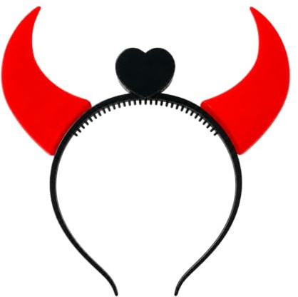 BF Souvenirs LED Haarreif DEVIL mit Teufelshörnern & Herz – leuchtender Kopfschmuck für Kinder & Erwachsene – Fasching, Karneval, Halloween, Festival, Party & JGA