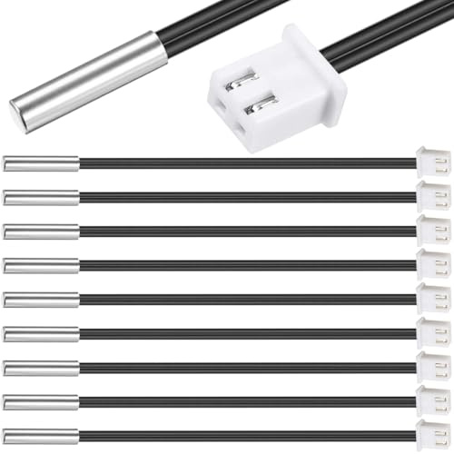 Xiatiaosann 10 Stück NTC Thermistor Temperatursensorsonde 39,4 Zoll XH2.54-2P-Stecker 3950 B Temperatursensorsonde Digitaler Temperaturtransmitter-Verlängerungskabel für Auto-Klimaanlage-Kühlschrank
