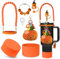 VirgoCCY 5PCS Halloween Stanley Cup Accessories Set 30&40 Oz, Includes 1pcs 0.4in Straw Covers, 1 Water Bottle Handle Strap, 2 Cute Pumpkins Charms and 1 Silicone Boot, Orange