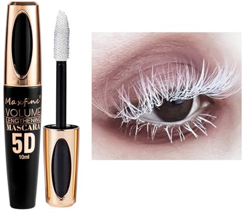 Mascara viola impermeabile, 10 ml, resistente all'acqua, a lunga durata, volumizzante, per Natale, Halloween, feste, matrimoni (Tubo nero - Bianco)