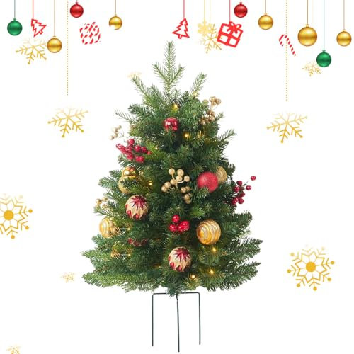 Prelit Pflanzgefäß für Weihnachten, Feiertagspflanzgefäß, Weihnachts-Pflanzgefäßfüller für den Außenbereich, Urlaubs-Pflanzgefäß mit Lichtern, vorbeleuchtete Weihnachts-Pflanzgefäße,