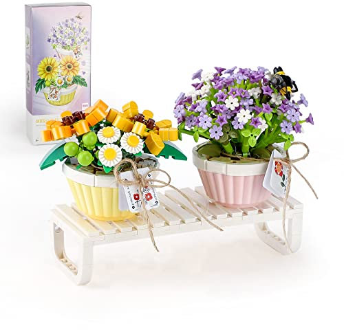 TOY PLAYER Pflanzen Blumen Friends Mini Bauspielzeug Sonnenblume,Nicht Kompatibel Mit Lego Flowers klemmbausteine Bonsai Baustein Geschenk für Mädchen 6-12 und Erwachsene Bausteinen deko