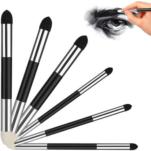 6 PCS Blending Stumps, Pencil Sketch Brush Rubbing Lucy Drawing Art Foam Blender Stick Blender Tool, Blending Pencil Sketch Pen Sponge Stick Pencil Blender Drawing Supplies Drawing