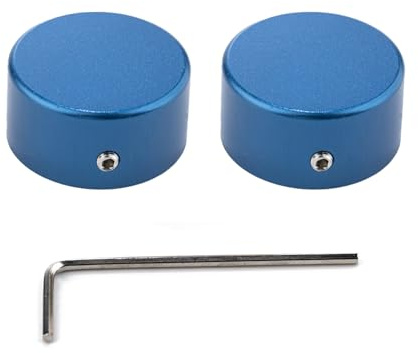DIAO79NI Fußschalter-Topper für Gitarre, Metall-Pedalknopfkappen mit 1 Sechskant-Wench, erhöht die Genauigkeit, Komfort für gängige Schalter, Durchmesser von 0,95 cm, Tasten V1, 2 Stück, Blau
