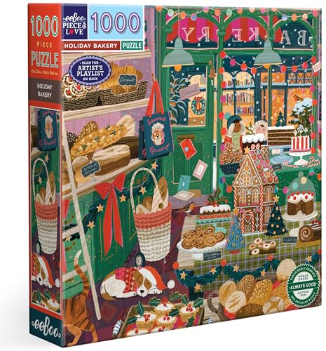Eeboo Puzzle mit 1000 Teilen zum Backen von Weihnachten – Puzzle für Erwachsene, 1000 Teile aus Karton – Maße 58,5 cm x 58,5 cm