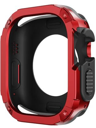 Svapo WatchCase per Apple Watch Ultra Cover 49mm 40mm 41mm 44mm 45mm 42mm 38mm Anti-caduta Shell iWatch Serie 9 8 7 6 5 4 SE 3 2 Watch Case(Red,49mm)