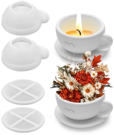 iulrtba 4 pezzi stampi in silicone stampi di colata, tazza di caffè stampi di colata in silicone, portacandela stampo di colata, per il progetto fai da te epossidico stampo decorazione domestica