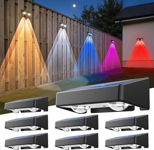 SENDALE Solarleuchten für den Außenbereich,8 Stück LED Zaunbeleuchtung,IP65 wasserdicht,Solarleuchten für den Außenbereich,11 Modelle,Solarlicht,Garten,Auto On/Off,Gartenleuchten für Zaun,Hof,Treppen