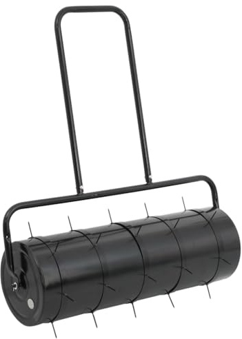 Rasenwalze Gartenwalze mit Belüfterklemmen schwarz 63L Eisen und Stahl