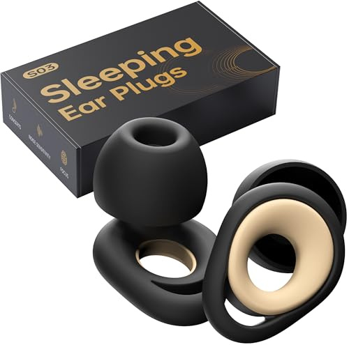 QWH Ear Plugs for Sleeping, Reusable Silicone Noise Canceling Ear Plugs for Focus, Travel, Sleep, Work, 25dB-28dB Noise Reduction, 8 Ear Tips in Three Sizes (S, M*2, L), Black Yellow Color