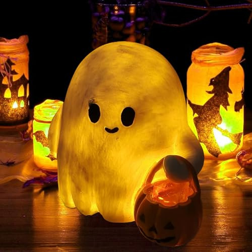 Kürbis-Lichter, Halloween-Dekoration, Kürbis-Dekoration, LED, Geister-Leselampe, dekoratives Nachtlicht für Halloween, Karneval, Fasching, Themenabend, Halloween
