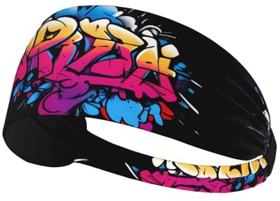 Elastisches Sport-Stirnband, Haarband, YYHWHJDE Explodierende Buchstaben, Drucke, Spandex, weich, atmungsaktiv, schnell trocknend