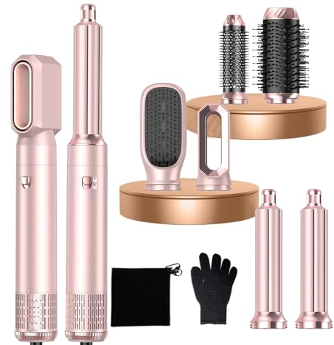 Airstyler Pro Airbrush Haarstyler 6 in 1 Haar Styler mit Warmluftbürste, Föhnbürste, Rundbürstenföhn Haartrockner Auto-Lockenstab, Hair Air Styler Zum Styling, Volumisieren, Locken Und Glätten