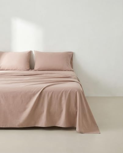 GAMUSI Parure de lit 3 pièces respirante et douce 100 % coton 90 x 190/200 cm Rose