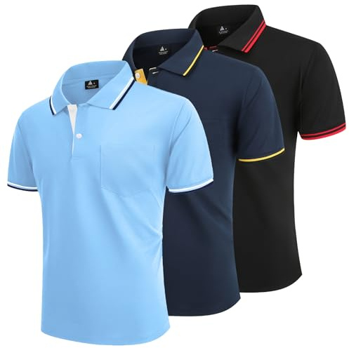 ZITY 3 Pack Polo Shirts for Men Short Sleeve Breathable Golf Polo Mens Lightweight Adult Multipack T Shirt for Work Sports