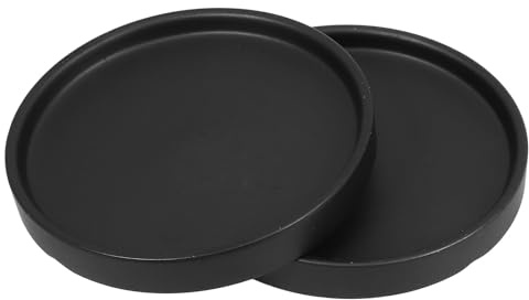 Angoily 2 Stück Keramik Pflanztopf Untersetzer 15X15cm Schwarz Runde Tropfschalen für Innen und Außenbereich Langlebige Abtropfschalen für Blumentöpfe