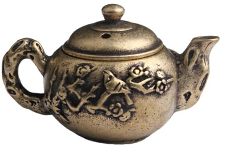 EXQUIMEUBLE Creative Brass Decorative Kettle in Pot Shape Simple Artistic Design, Practical Desktop Kettle Decor for Office Or Home Use, Unique and Beautiful Outlook Ornament