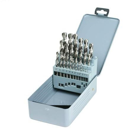 GSR Spiralbohrer Set, 25-teilig, Stahlbohrer Satz nach DIN 338, HSS-G Metallbohrer Set 1-13mm, Geschliffen, Zubehör für Bohrmaschinen, Inklusive Metallbox mit Eurolochung