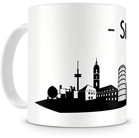 Samunshi® Siegen Skyline Tasse Kaffeetasse Teetasse H:95mm/D:82mm weiß