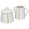 Van Well Bali 2-TLG. Set Zuckerdose mit Deckel, Ø 95 mm + Milchkännchen, 220 ml, Liniendekor edles Marken-Porzellan