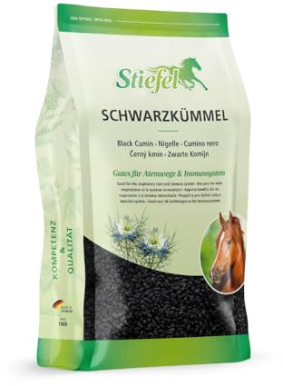 Stiefel Schwarzkümmelsamen für Pferde, 100% naturbelassene Schwarzkümmelsamen, kann zur Stärkung des Immunsystems beitragen, kann Stoffwechsel, Darmflora & Haut unterstützen, auch für Ekzemer, 1,5kg