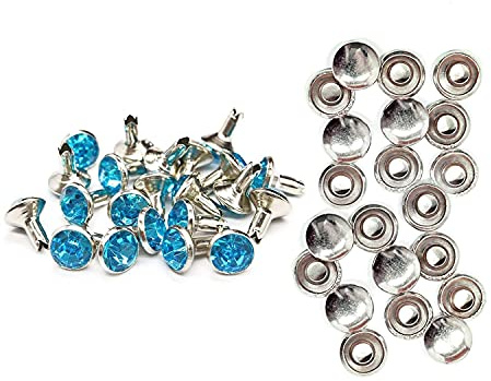 WedDecor Plum Crystal Rivets, Diamante Acrylic Rhinestone Studs with Pins for Clothing Decoration, DIY Leathercrafts, Purses Embellishment, Arts & Crafts Projects, 8mm, Turquoise, 50pcs