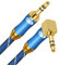 EMK 90 Degree Right Angle Aux Cable - [24K Gold-plated,Sound Quality] Audio Stereo Cable for Laptop, Tablets, MP3 players,Car/Home Aux Stereo, Speaker or More(3.5mm TRS Right Angle Blue, 2Ft/0.6M)