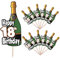 AK Giftshop Celebration 18th Birthday Champagne Bottle Party Food Cake Cupcakes Picks Sticks Decorations Toppers Stand Up Food Flags