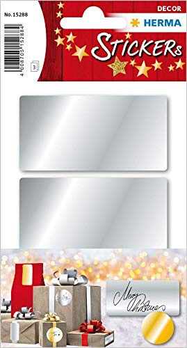 HERMA 15288 Aufkleber Weihnachten Silber, 9 Stück, 34 x 67 mm, Verschlussetiketten für Geschenke, Punktaufkleber Klebepunkte für Weihnachtsdeko Adventskalender Winter Dekoration Briefe DIY Basteln