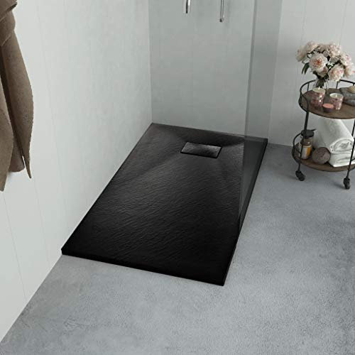 Tidyard Bac de Douche | Receveur de Douche 100 x 80 cm SMC Noir pour Salle de Bain