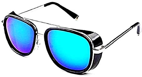 KIRALOVE Tony stark sonnenbrille - iron man - sexy - frau - mann - unisex - silberrahmen - dunkelgrüne linse - junge sonnenbrille iron man tony stark