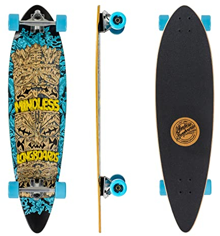 Mindless Tribal Rogue IV Blue | 96,5 cm Pintail Longboard 7-lagig Ahorn W 16,5 cm RK Trucks für stabiles Fahren | 70 mm 80A Räder Keilgummierhöhung für eine weiche Fahrt | perfekt für Anfänger und