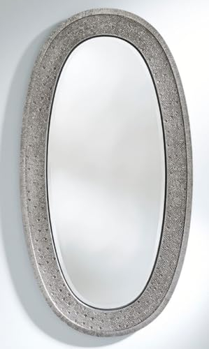 Casa Padrino Luxus Spiegel Silber 89 x 5 x H. 170 cm - Eleganter Ovaler Wandspiegel - Garderoben Spiegel - Wohnzimmer Spiegel - Luxus Deko Accessoires