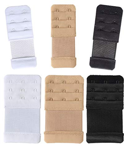 SAMGU 6 Pieces Women's Bra Extenders 2 and 3 Hook Soft Stretchy Bra Extension Strap