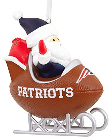 Hallmark NFL New England Patriots Santa Football Schlitten Weihnachtsdekoration, mehrfarbig