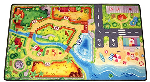 HuggyPlay Spielteppich Zoo Kinderteppich 90 x 150 cm