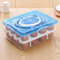 ChengBeautiful Küchen-Eierkorb Eierfachhülle mit 2 Schichten 32 Zellen Eier Aufbewahrungsbox mit Deckelgriff Küchenorganisator für Kühlschrank (Farbe : Blau, Size : One Size)