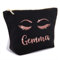 Personalised Makeup Bag, Rose Gold Glitter Name with Eyelashes and Eyebrows (Large)