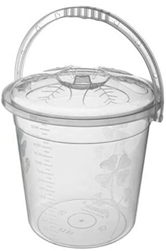 Easy Shopping® 5L 10L 15L 20L Clear Plastic Bucket with Lid and Carry Handle Storage Unit Container Bin (15 Litre)