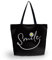 AOKSUNOVA Einkaufstasche Umhängetasche Stoffbeutel Bedruckt Tragetasche Henkeltasche Shopper Damen Schwarz