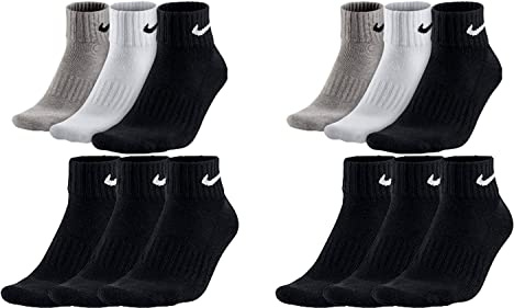 Nike Socken Herren Damen 6 Paar One Quater Socks Kurze Socke Knöchelhoch Weiß Schwarz Gemischt (weiss grau schwarz) Größe 34 36 38 40 42 44 46 48 50