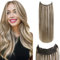 LaaVoo Invisible Secret Wire Extensions Echtaar Braun Blond Extensions Echthaar mit Draht P8/60 Highlights Hellbraun Hellblond 80g Fish Line Haarverlängerung Echthaar Glatt #P8/60 45cm