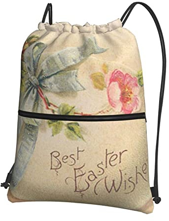 Best Easter Wishes Outdoor-Freizeit-Rucksack mit Reißverschluss und Kordelzug, 39 x 46 cm (L x H), gut für Reisen, Handgepäck, Camping, Schwarz, Einheitsgröße