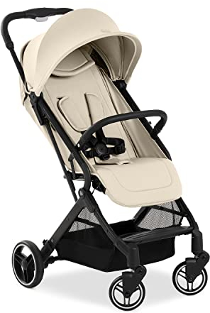 hauck Travel N Care Plus, Vanilla - Reisebuggy für Kinder ab Geburt bis 22 kg mit Liegefunktion & Kopfposter - Leicht (7,2 kg) & Einhändig Faltbar - Selbststehend - UPF 50+ & Netzfenster