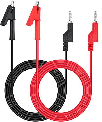 Hanibos Multimeter Messleitungen 4 MM 19A Bananenstecker zu Krokodilklemme Testkabel 1 Paar Messkabel für Multimeter 1M Lang Multimeter Zubehör Flexibler Messkabel für Labor