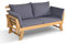 KOMFOTTEU Gartenbank aus Holz, Liegestuhl mit Auflage, Sonnenliege mit Beiden Seiten verstellbar, Multifunktionsbank für Garten, Terrasse & Balkon (Grau), 165 x 65 x 88 cm