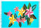 SAIVONA Pareo Sarong Strandtuch Damen-Wickelrock Strand-Handtuch Wickeltuch oder Handtuchkleid und Wickelkleid Damen-Handarbeit aus Fair Trade Herstellung Batik Blume Türkis Bunt