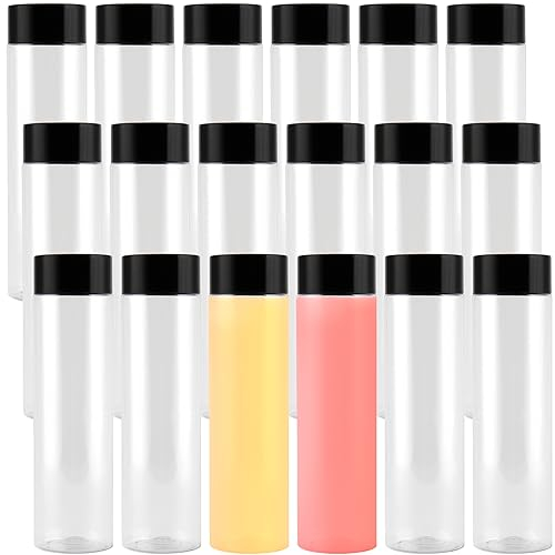 ZOENHOU 18 Pack 550ml 18.5oz Clear Plastic Juice Bottles, Empty Juice Bottles Bulk with Black Lids, PET Smoothie Drink Bottles Beverage Containers with Caps for Water