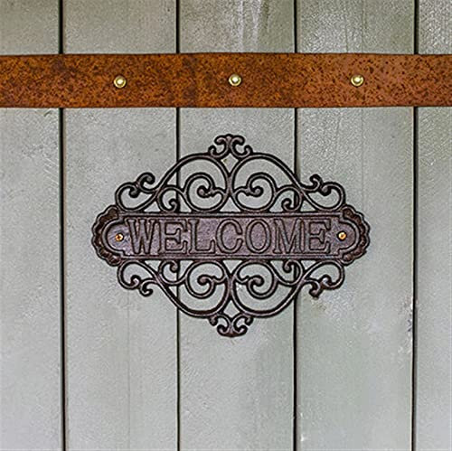BANGHA Hausnummer,Hausnummernschild Eisen Hausnummer, Gusseisen Welcome Card, Stil Retro Deko-Shop Gartengarten-Kunsthandwerk (Color : 2)